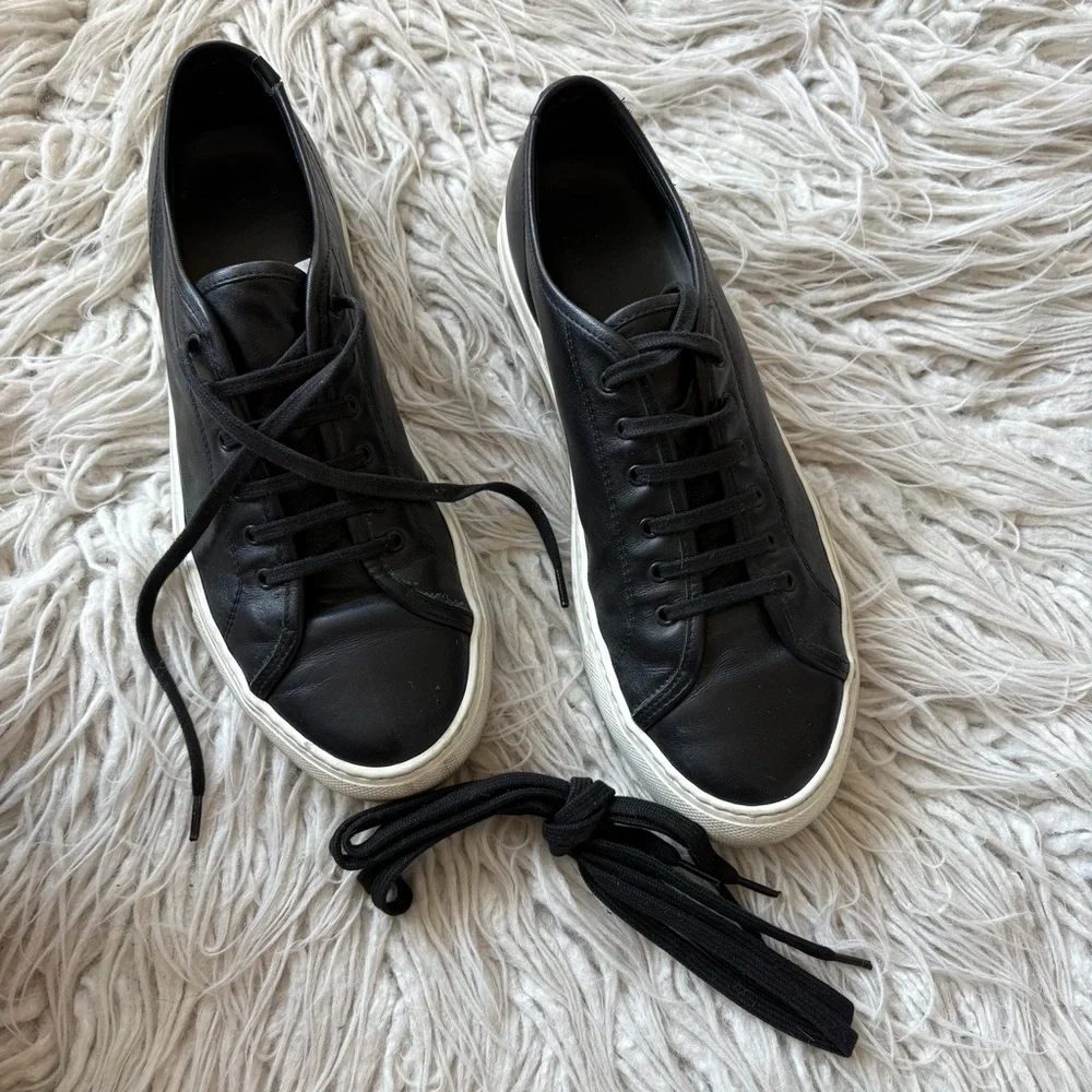 Common Projects Women’s Original Achilles Black Leather Low-Top Sneakers Size 40